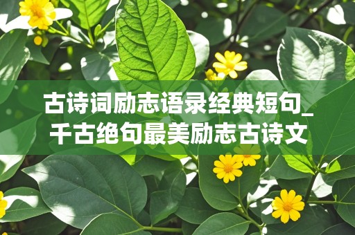 古诗词励志语录经典短句_千古绝句最美励志古诗文