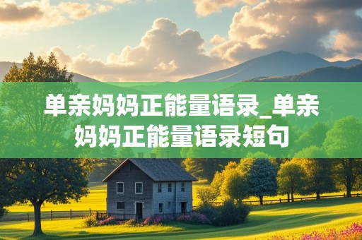 单亲妈妈正能量语录_单亲妈妈正能量语录短句