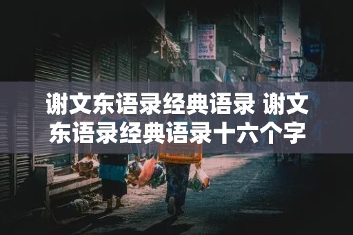 谢文东语录经典语录 谢文东语录经典语录十六个字