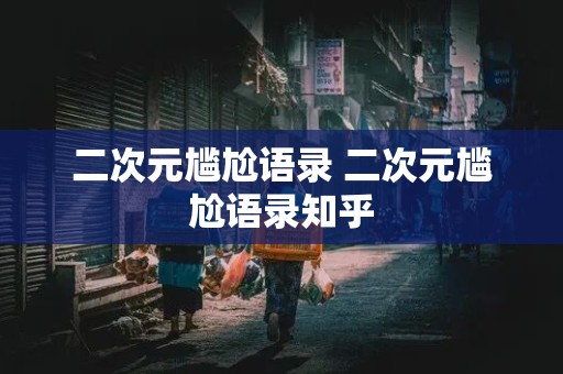 二次元尴尬语录 二次元尴尬语录知乎