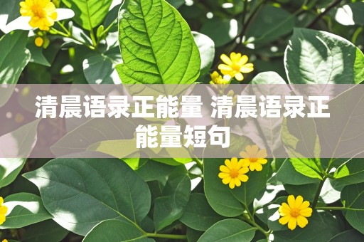 清晨语录正能量 清晨语录正能量短句