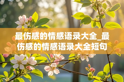 最伤感的情感语录大全_最伤感的情感语录大全短句