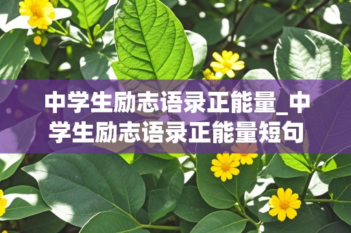 中学生励志语录正能量_中学生励志语录正能量短句