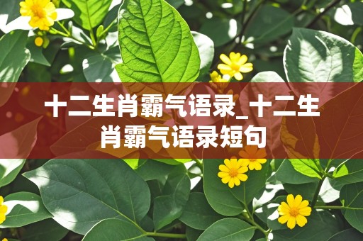 十二生肖霸气语录_十二生肖霸气语录短句