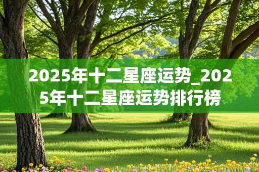 2025年十二星座运势_2025年十二星座运势排行榜