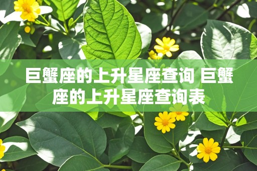 巨蟹座的上升星座查询 巨蟹座的上升星座查询表