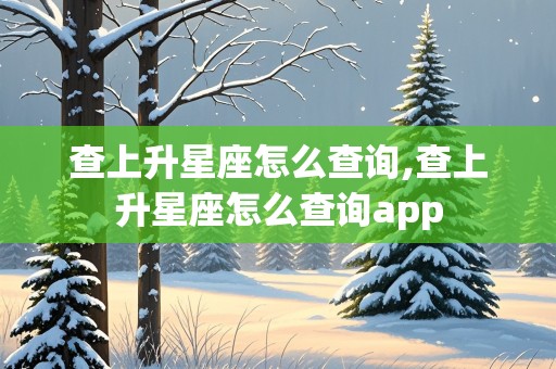 查上升星座怎么查询,查上升星座怎么查询app