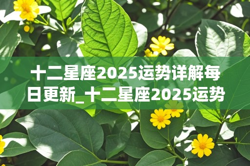 十二星座2025运势详解每日更新_十二星座2025运势详解每日更新一次