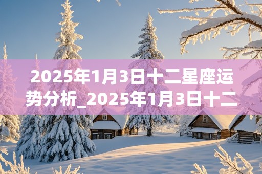 2025年1月3日十二星座运势分析_2025年1月3日十二星座运势分析