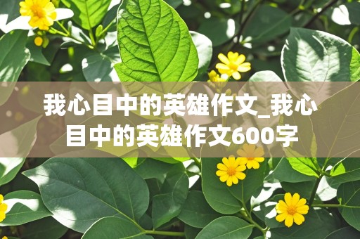 我心目中的英雄作文_我心目中的英雄作文600字