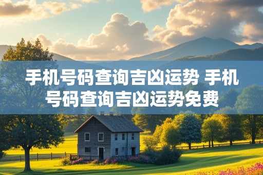 手机号码查询吉凶运势 手机号码查询吉凶运势免费