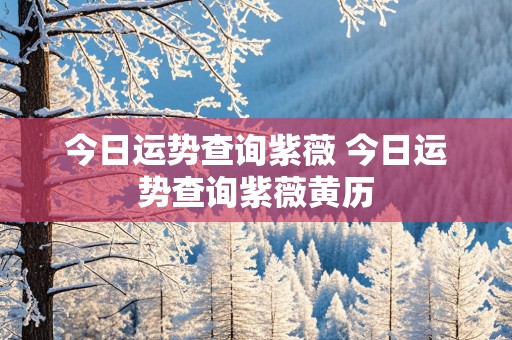 今日运势查询紫薇 今日运势查询紫薇黄历