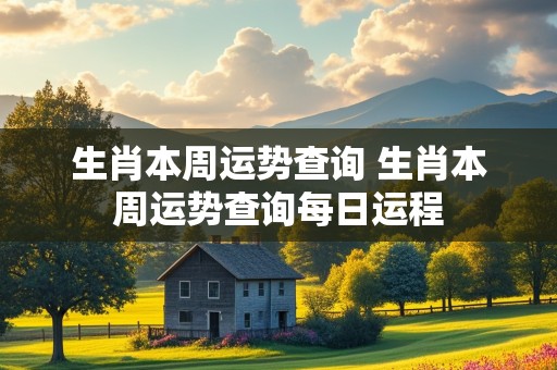 生肖本周运势查询 生肖本周运势查询每日运程