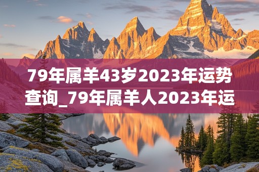 79年属羊43岁2023年运势查询_79年属羊人2023年运势运程