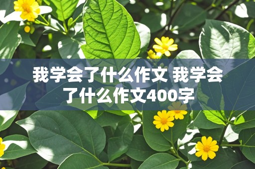 我学会了什么作文 我学会了什么作文400字