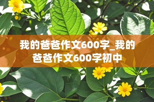 我的爸爸作文600字_我的爸爸作文600字初中