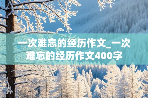 一次难忘的经历作文_一次难忘的经历作文400字