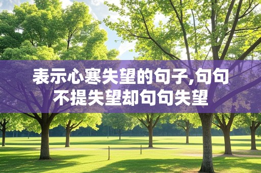 表示心寒失望的句子,句句不提失望却句句失望