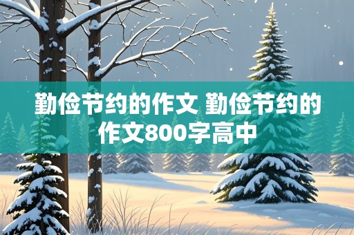 勤俭节约的作文 勤俭节约的作文800字高中