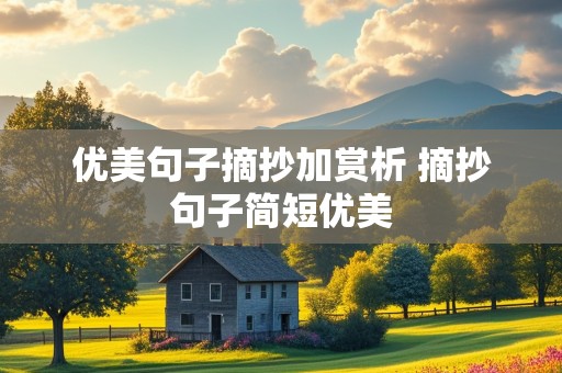 优美句子摘抄加赏析 摘抄句子简短优美