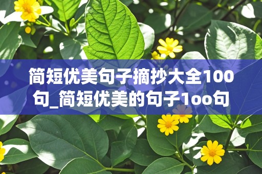 简短优美句子摘抄大全100句_简短优美的句子1oo句