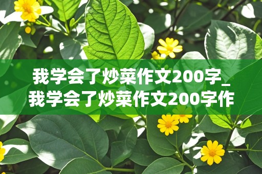 我学会了炒菜作文200字_我学会了炒菜作文200字作文