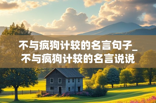 不与疯狗计较的名言句子_不与疯狗计较的名言说说