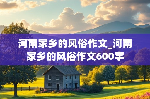 河南家乡的风俗作文_河南家乡的风俗作文600字