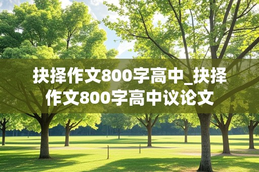 抉择作文800字高中_抉择作文800字高中议论文