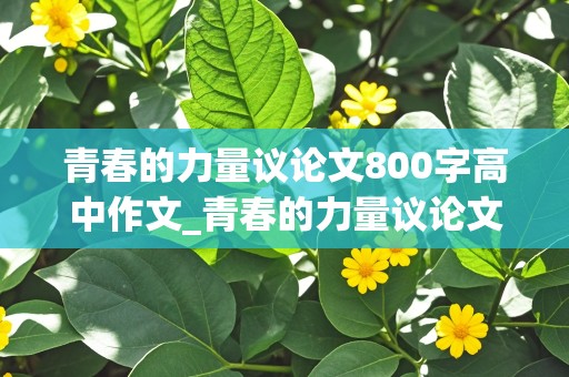 青春的力量议论文800字高中作文_青春的力量议论文800字高中作文 不易重复