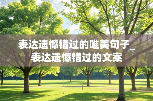 表达遗憾错过的唯美句子_表达遗憾错过的文案