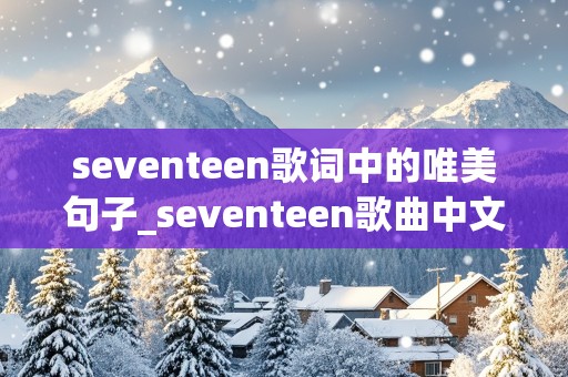 seventeen歌词中的唯美句子_seventeen歌曲中文歌词