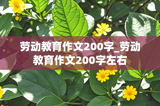 劳动教育作文200字_劳动教育作文200字左右