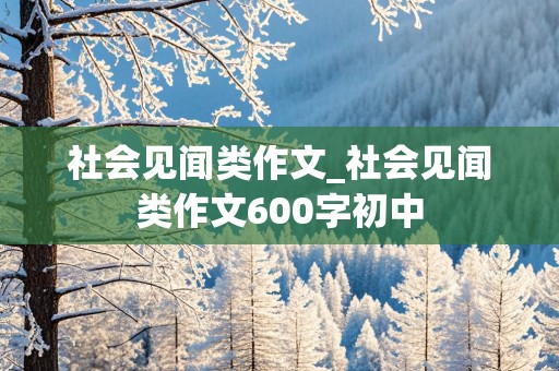 社会见闻类作文_社会见闻类作文600字初中