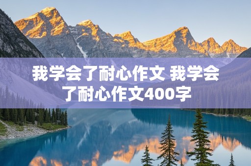 我学会了耐心作文 我学会了耐心作文400字