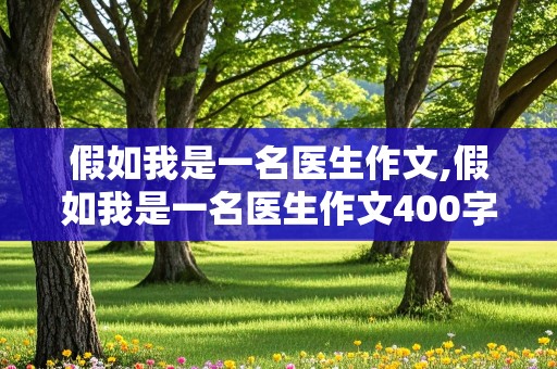 假如我是一名医生作文,假如我是一名医生作文400字