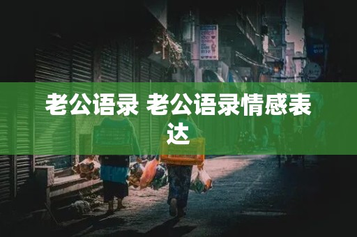 老公语录 老公语录情感表达