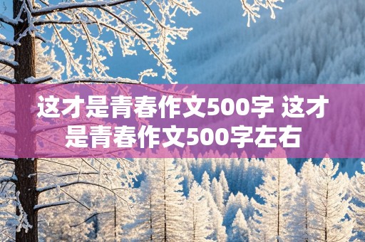 这才是青春作文500字 这才是青春作文500字左右