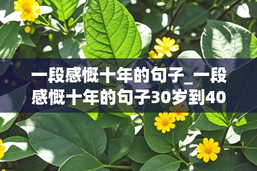 一段感慨十年的句子_一段感慨十年的句子30岁到40岁