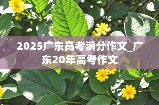 2025广东高考满分作文_广东20年高考作文