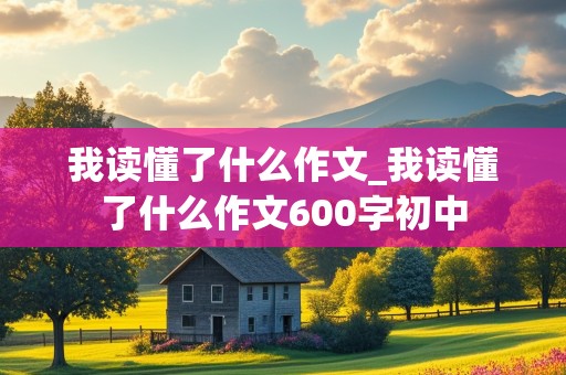 我读懂了什么作文_我读懂了什么作文600字初中