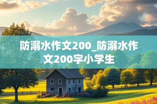 防溺水作文200_防溺水作文200字小学生