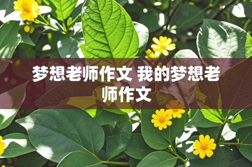 梦想老师作文 我的梦想老师作文