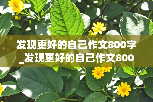 发现更好的自己作文800字_发现更好的自己作文800字记叙文