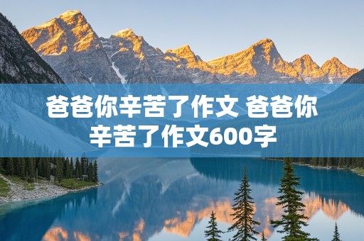 爸爸你辛苦了作文 爸爸你辛苦了作文600字