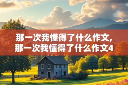 那一次我懂得了什么作文,那一次我懂得了什么作文450字内容要细节真实