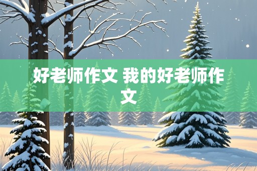 好老师作文 我的好老师作文