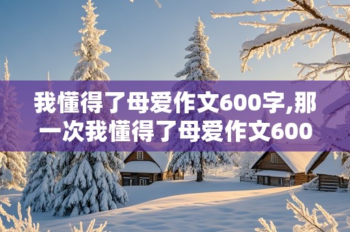 我懂得了母爱作文600字,那一次我懂得了母爱作文600字