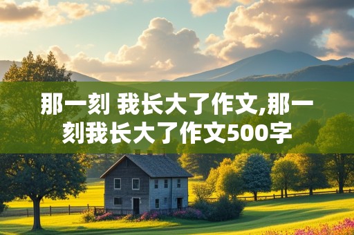 那一刻 我长大了作文,那一刻我长大了作文500字